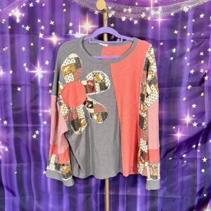 Easel - Floral Patch - Time Fades Away Top Coral - Cora; - 1x - NWT